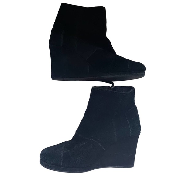 Ladies Toms Black Suede Platform Ankle Boot Size 7 - Picture 5 of 8